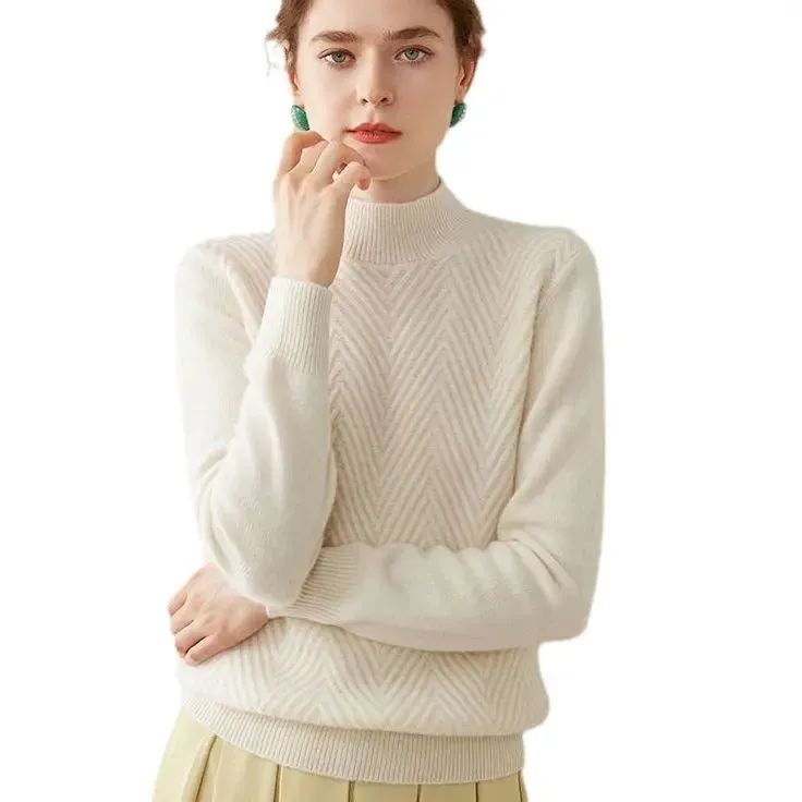 Pullover Mock Neck Sweater Short Loose