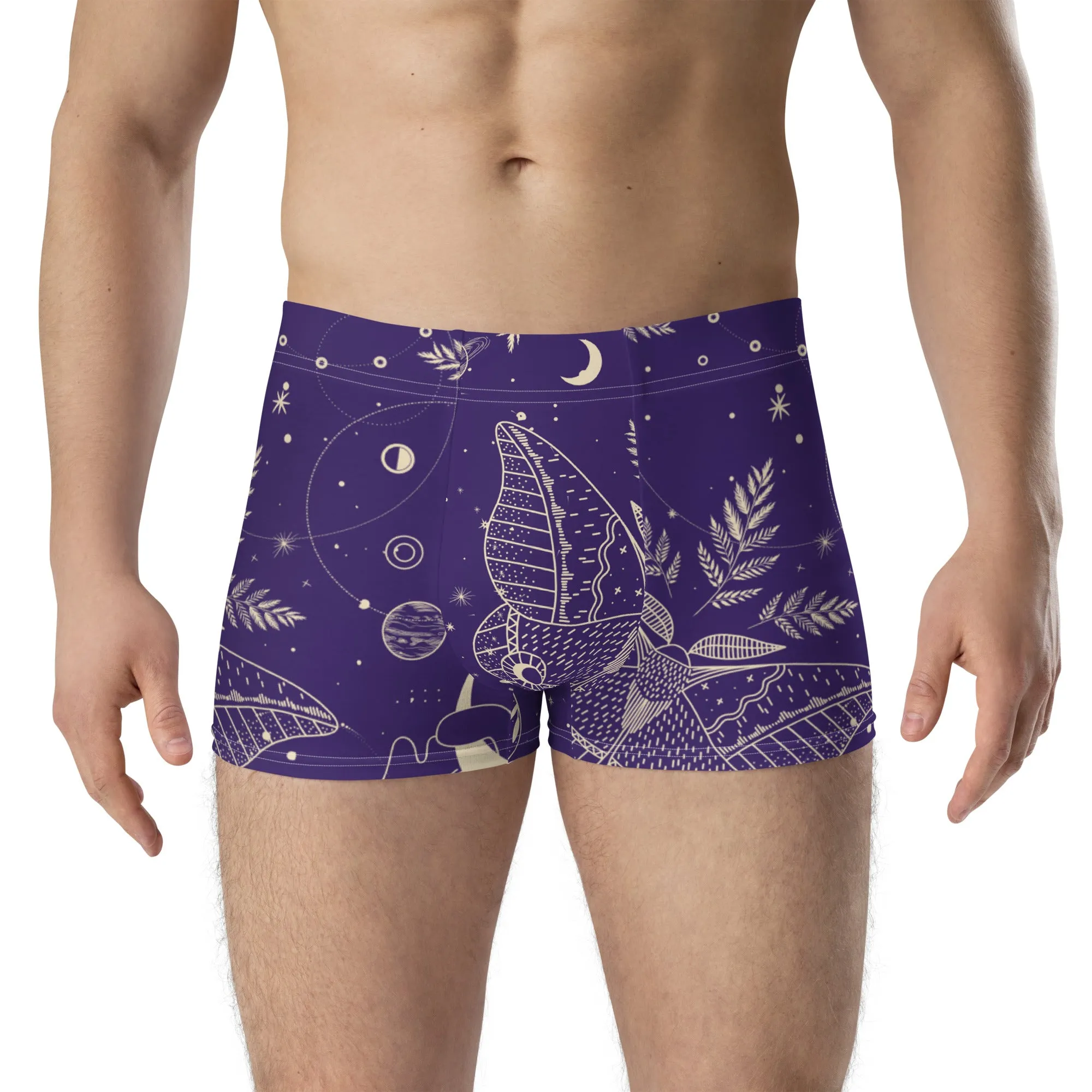 Purple graphic print boxer briefs for men