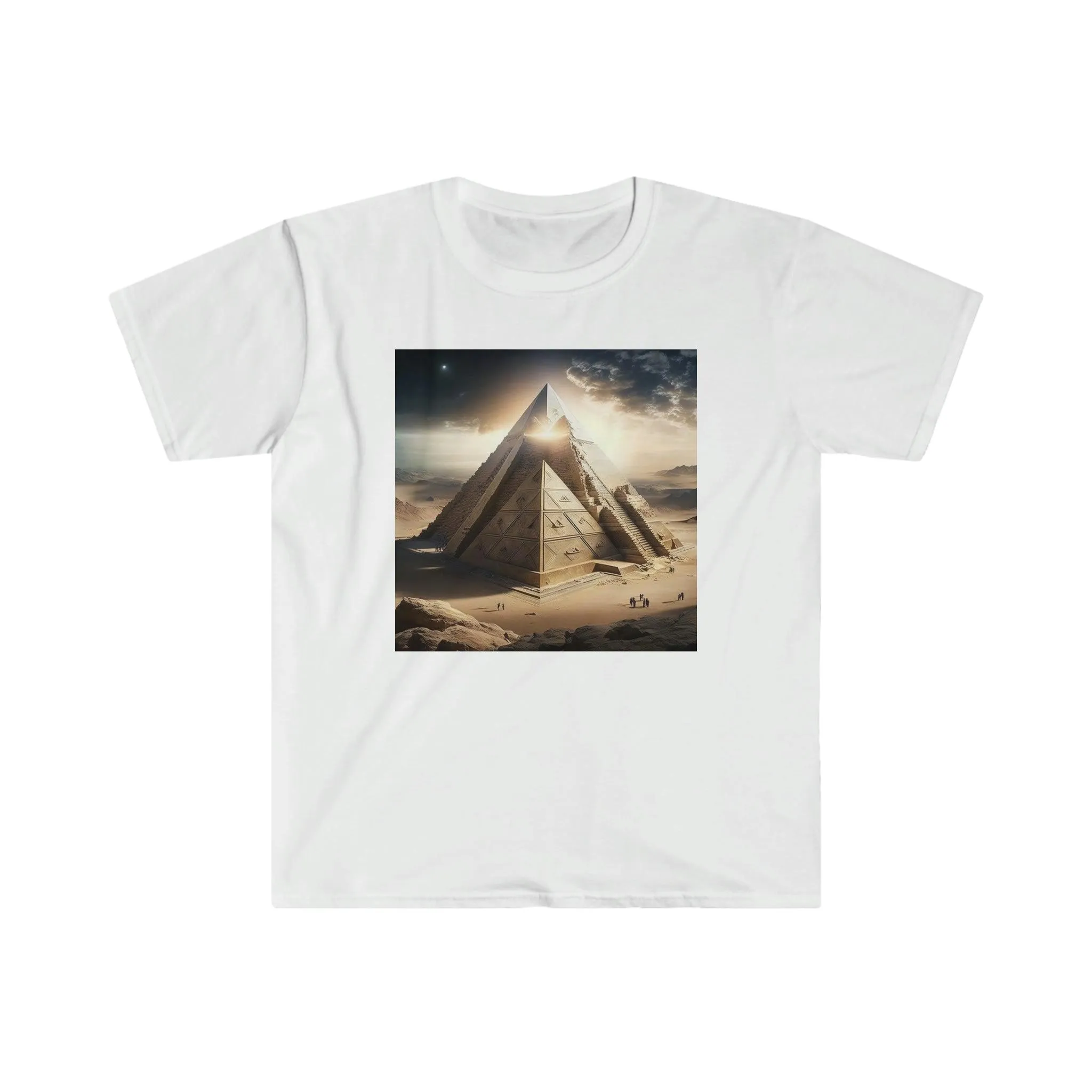 Pyramid Eclipse UFO Men's and Women's Unisex T-Shirt for Festival and Street Wear AI Digital Art v4.0