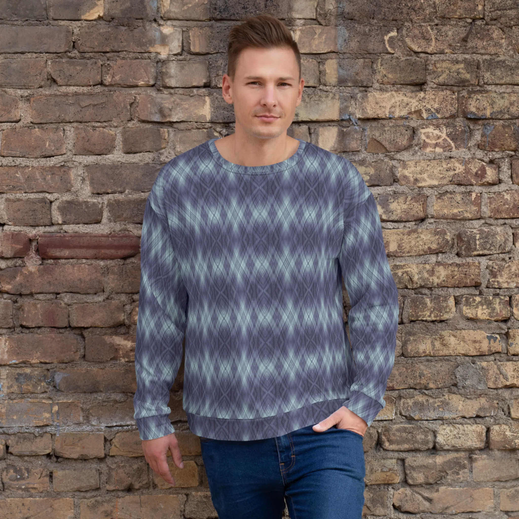 Recursia Argyle Rewired II Men's Sweatshirt In Blue