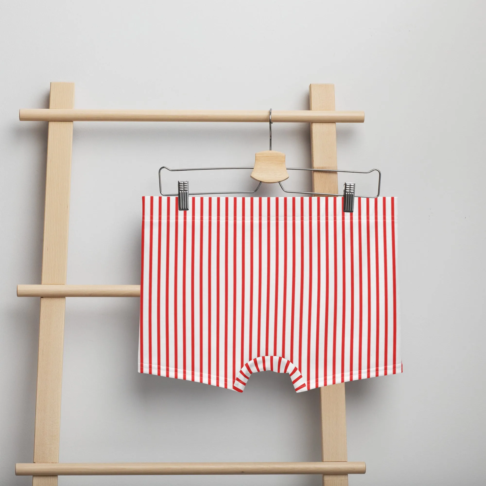 Red and white striped boxers for men