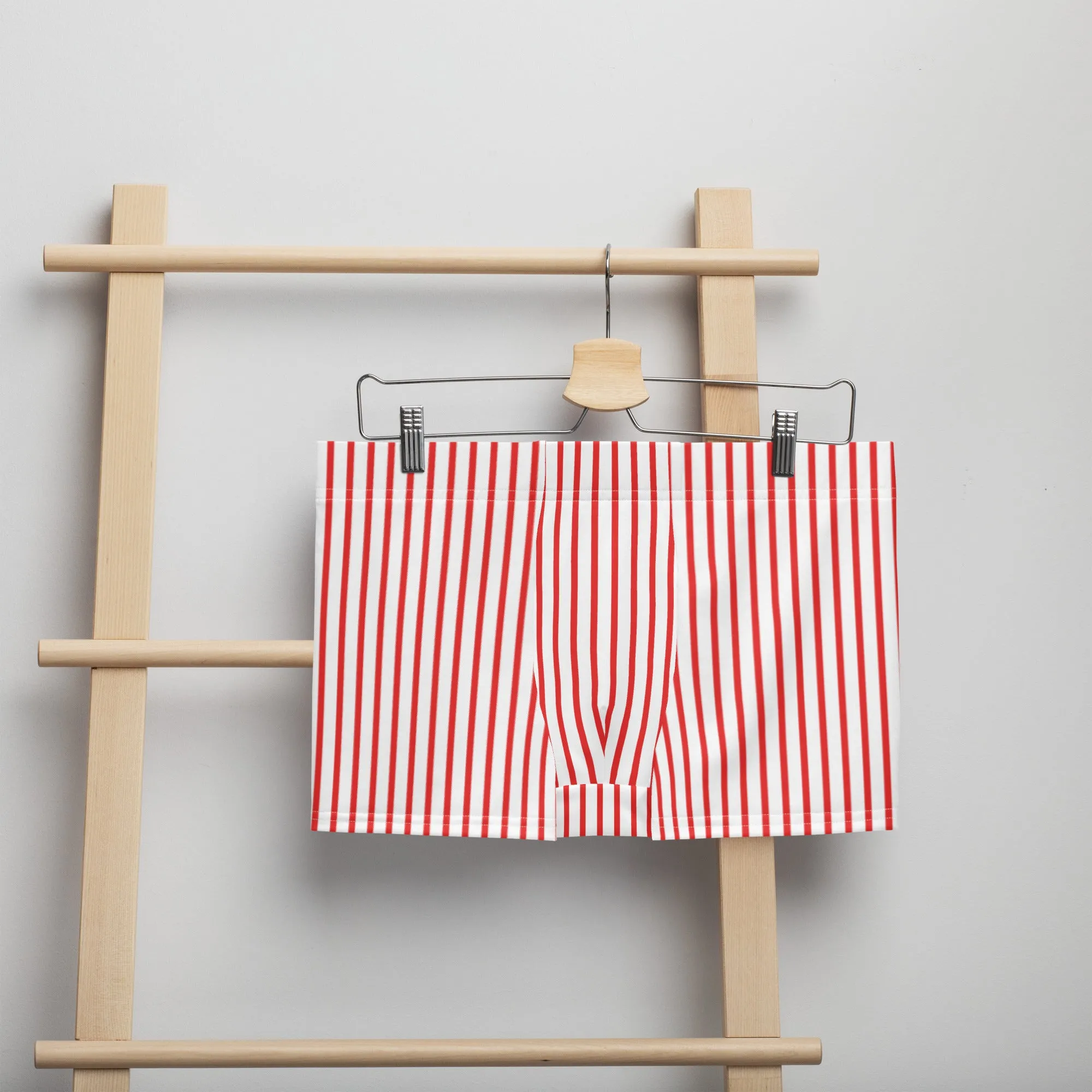 Red and white striped boxers for men