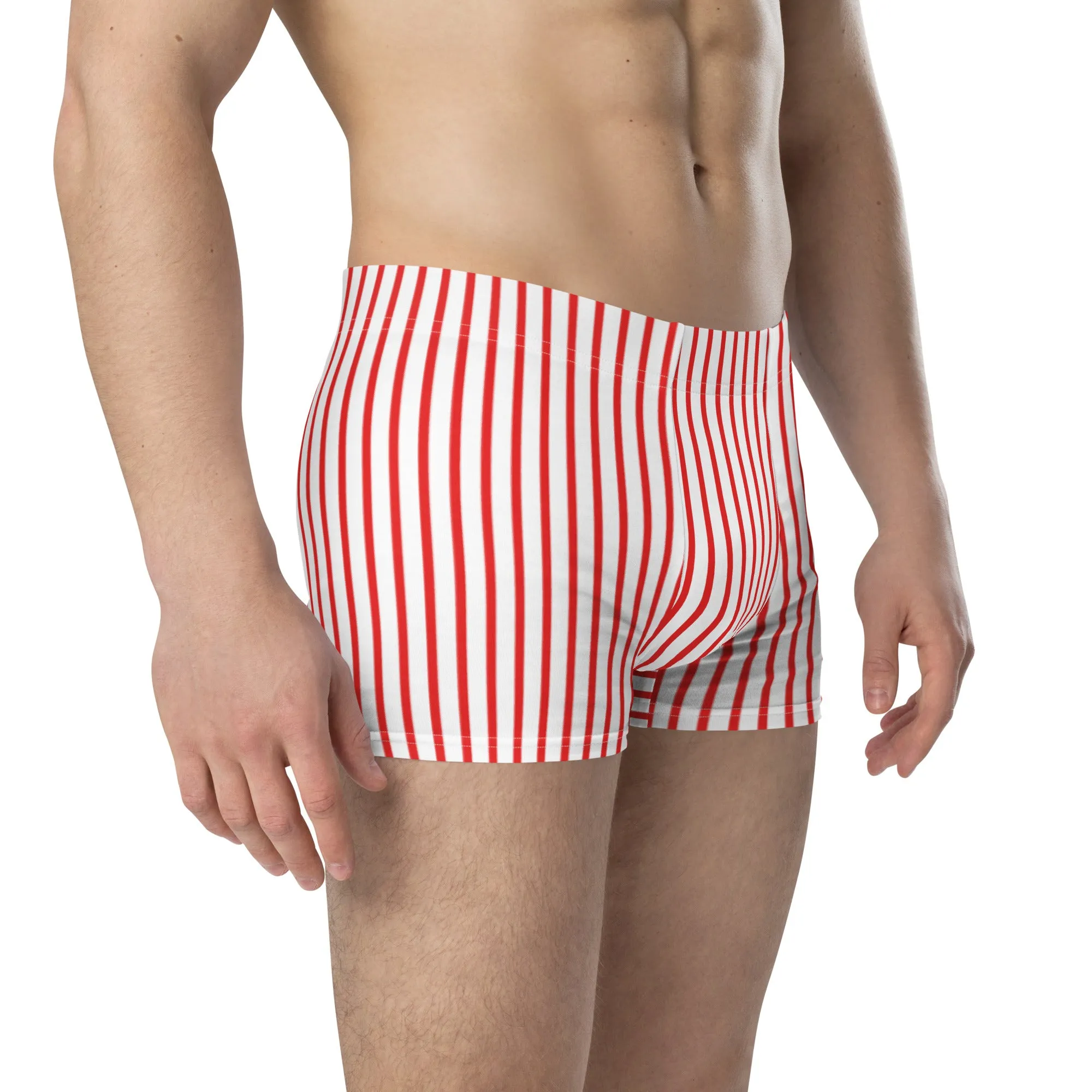 Red and white striped boxers for men