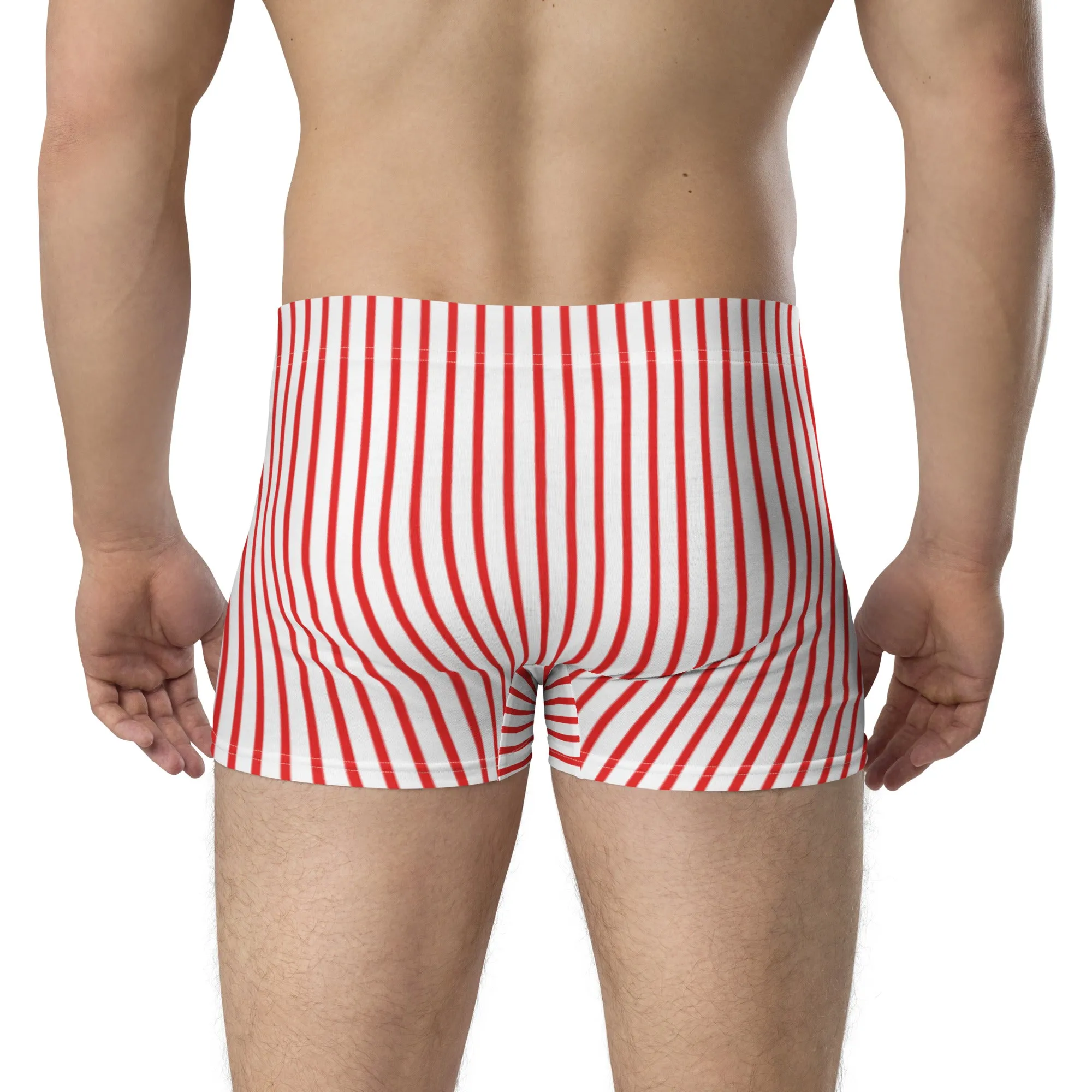 Red and white striped boxers for men