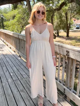 SABRINA CROCHET JUMPSUIT IN CREAM