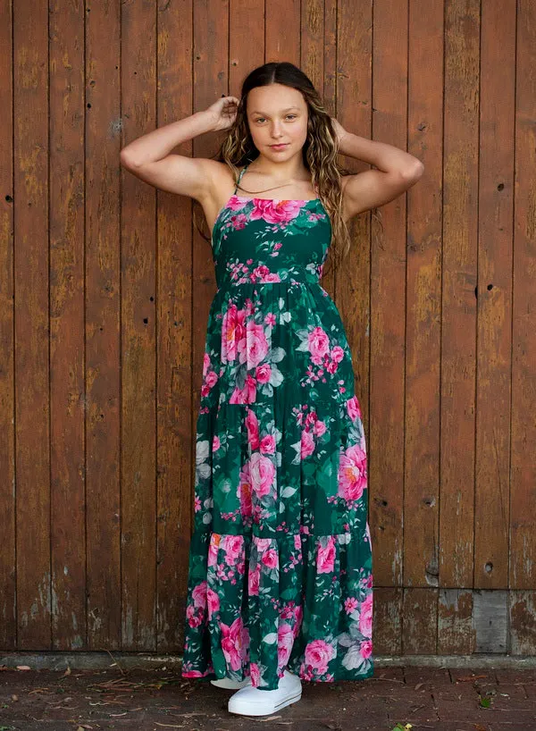 Savannah Girls Green Maxi Dress