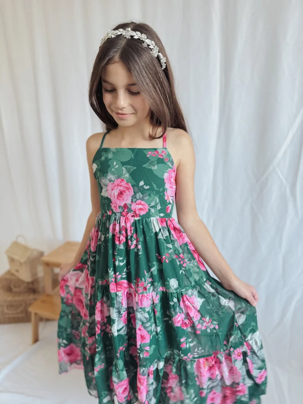 Savannah Girls Green Maxi Dress