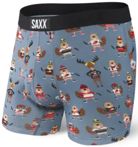 SAXX Vibe Grey Boxer Brief with Unique Puck Yeah Design