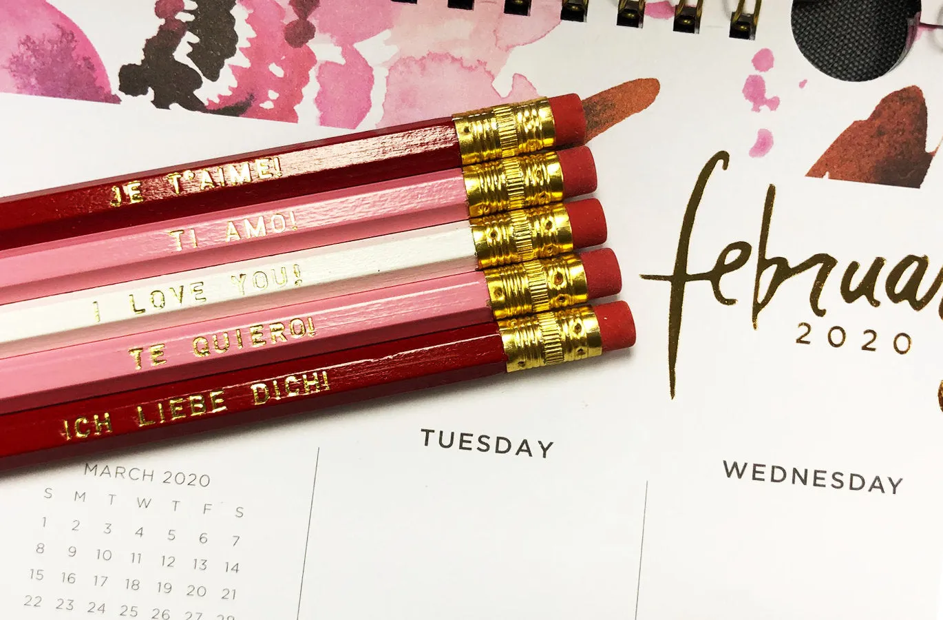 Set of 5 'I Love You' Language Pencils