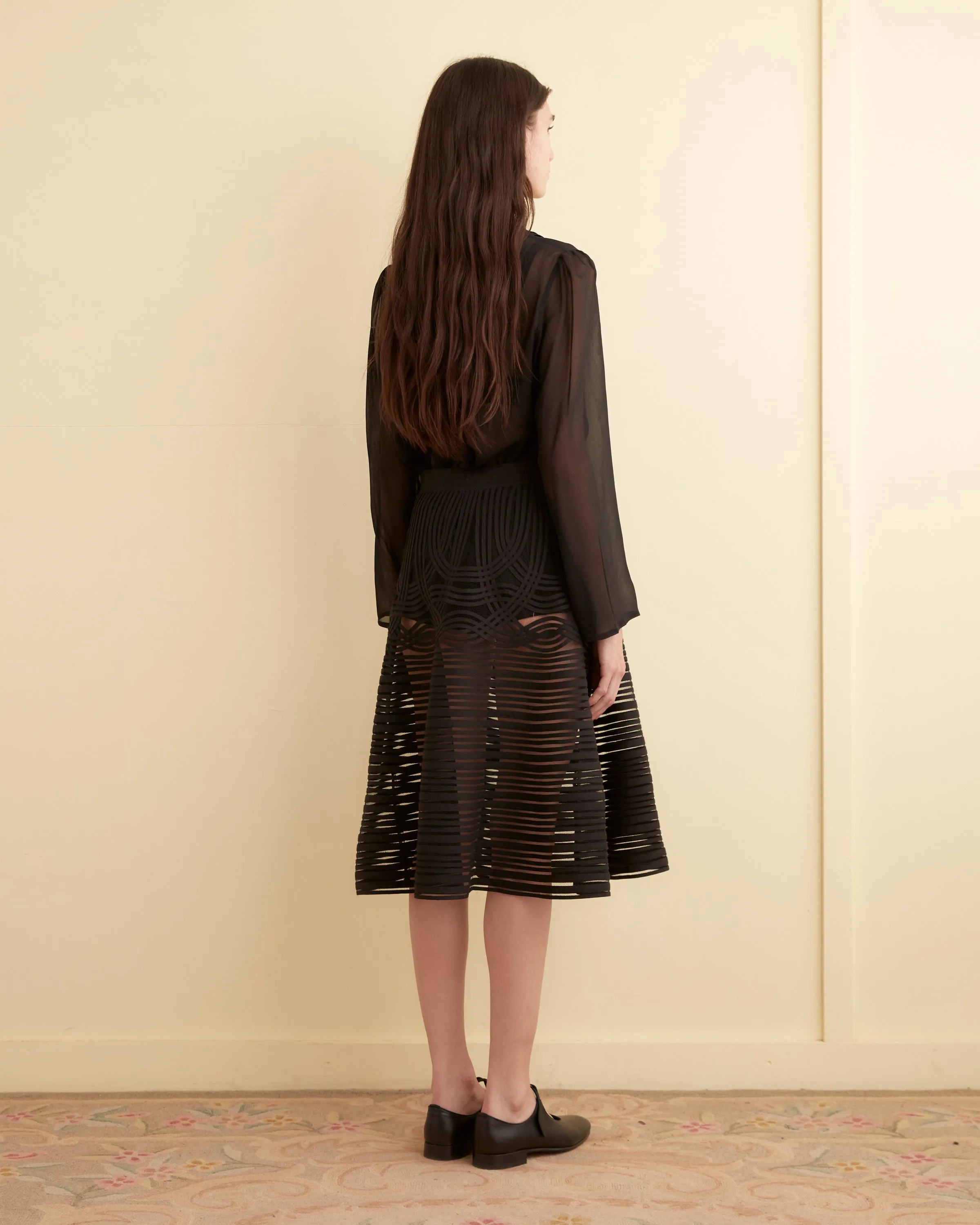 Sheer Trellis Skirt - Black