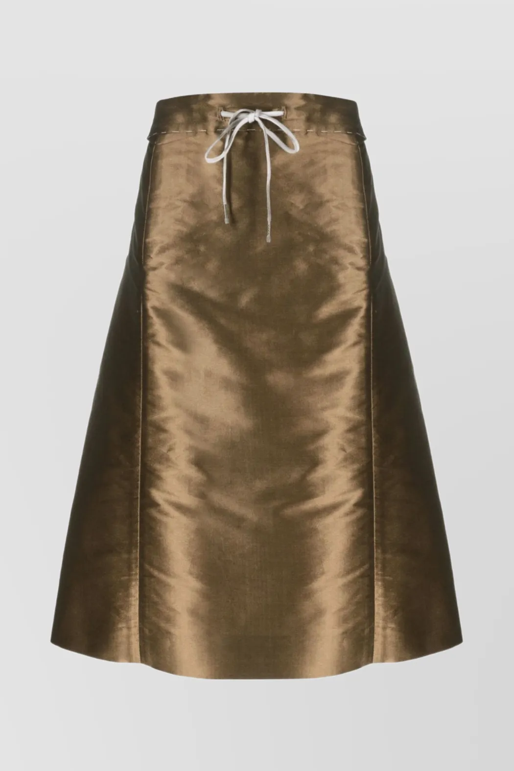 Shiny straight midi skirt