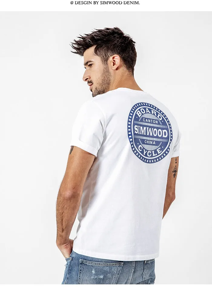 Shirts SIMWOOD Casual T-Shirts Men Letter Printed Fashion Tops Male Slim Fit Plus Size Brand Clothing 2019 Summer Camisetas 190074