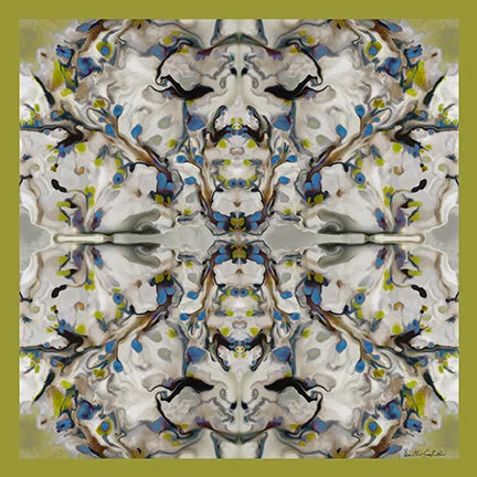 Silk Pocket Square Abstract Floral Golden Lime