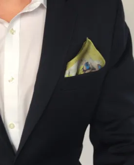 Silk Pocket Square Abstract Floral Golden Lime