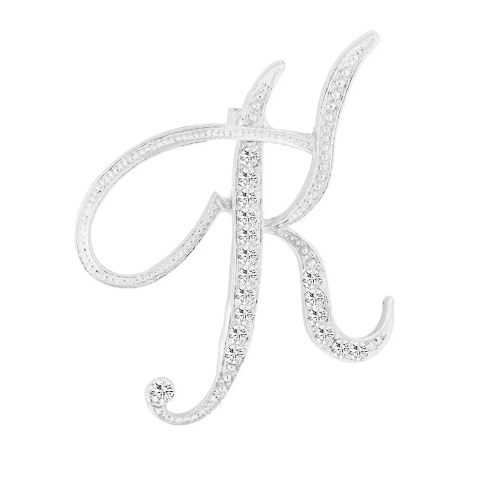 [Silver Initial Letter K] Plated Metal Lapel Pin