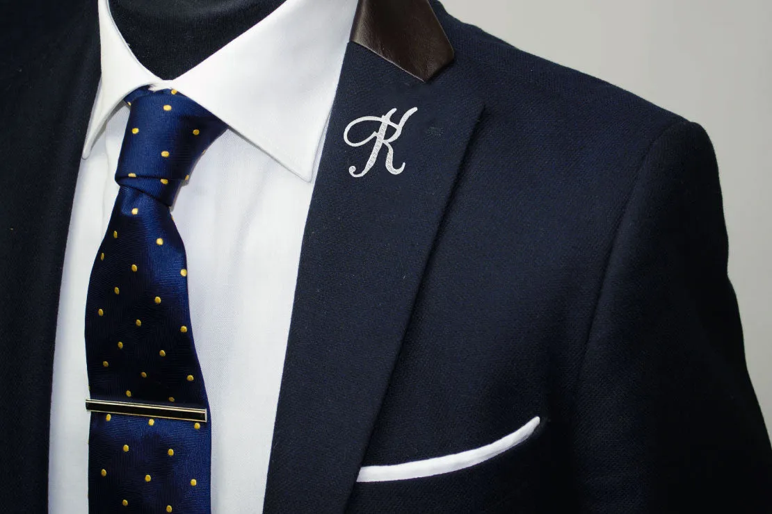 [Silver Initial Letter K] Plated Metal Lapel Pin