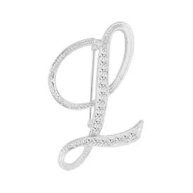 [Silver Initial Letter L] Plated Metal Lapel Pin