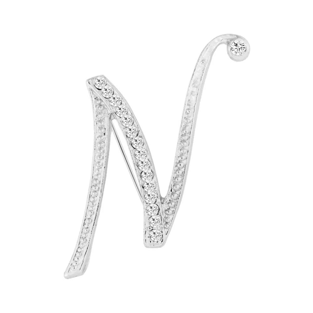 [Silver Initial Letter N] Plated Metal Lapel Pin