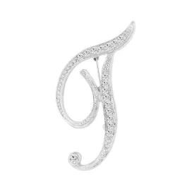 [Silver Initial Letter T] Plated Metal Lapel Pin