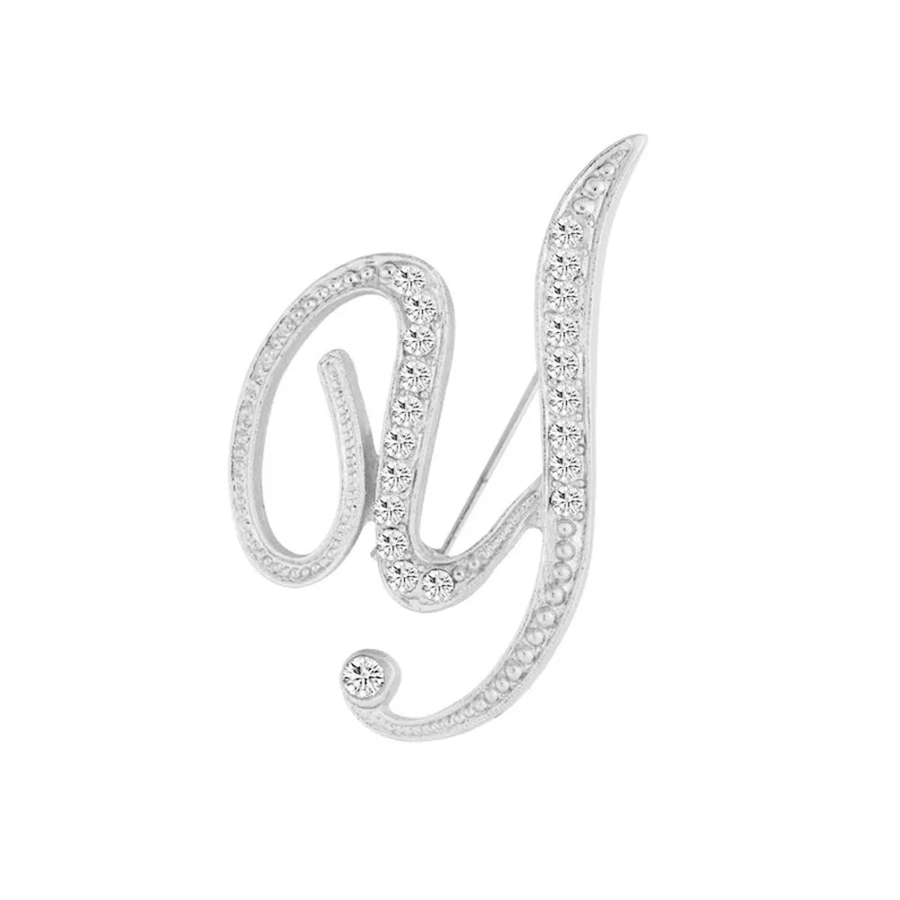 [Silver Initial Letter Y] Plated Metal Lapel Pin