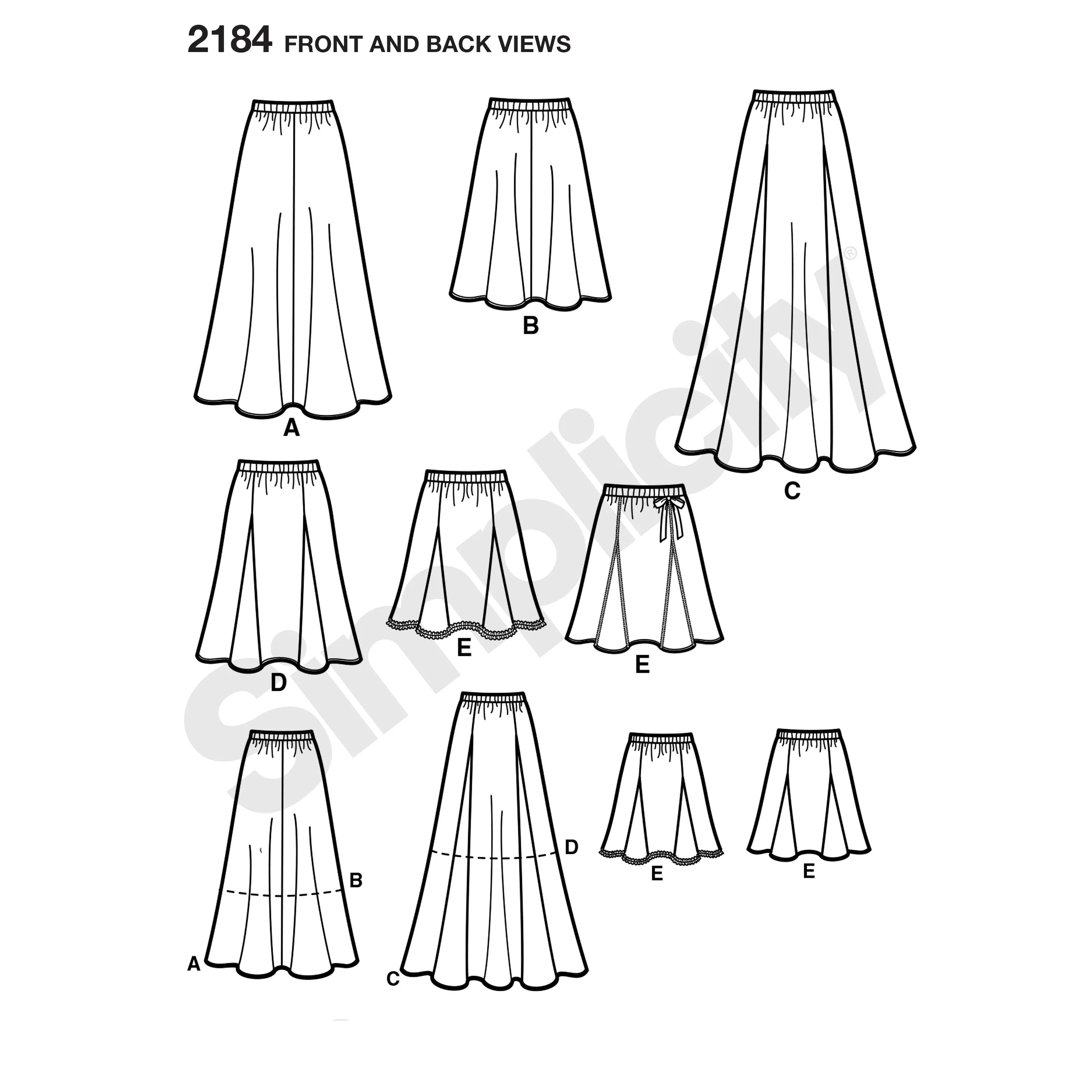 Simplicity Pattern S2184 Misses' Skirts