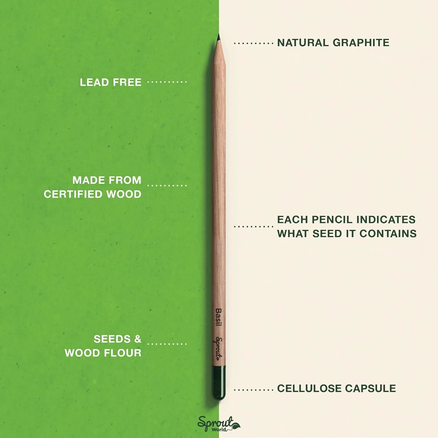 Sprout Plantable Pencils, Pre-Sharpened with Seeds