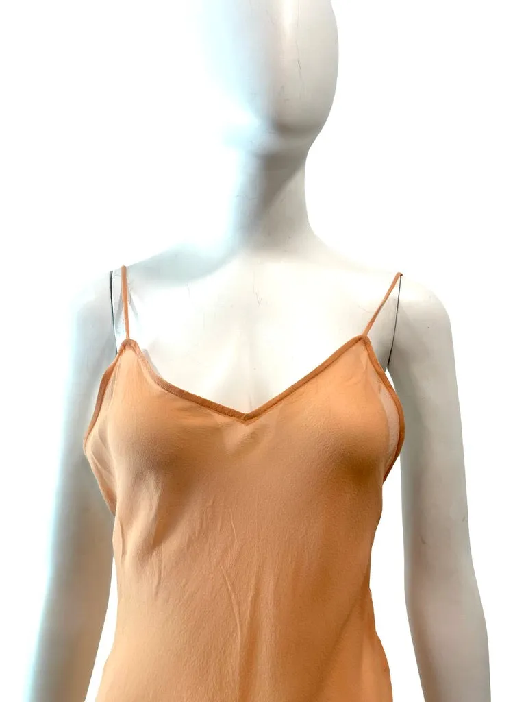 S/S 1997 Dolce & Gabbana Sheer Peachy Nude Silk Slip Dress 40