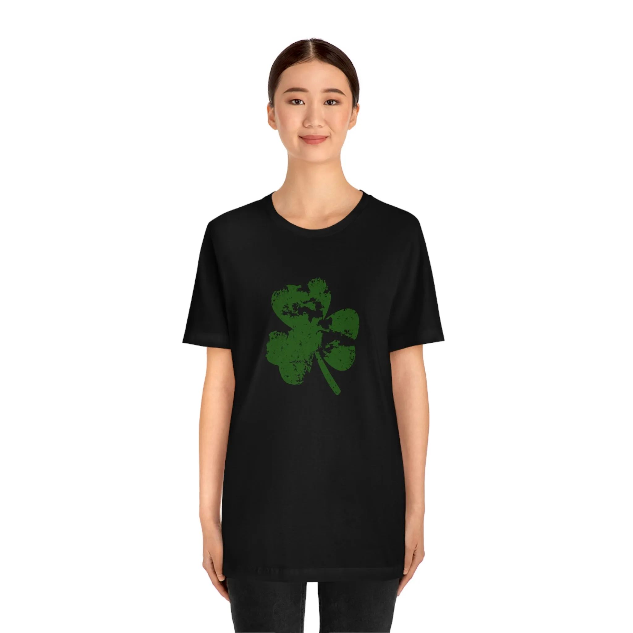 St. Patrick's Day Distressed Shamrock Bella Canvas 3001 Unisex Jersey Short Sleeve Tee