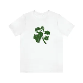 St. Patrick's Day Distressed Shamrock Bella Canvas 3001 Unisex Jersey Short Sleeve Tee