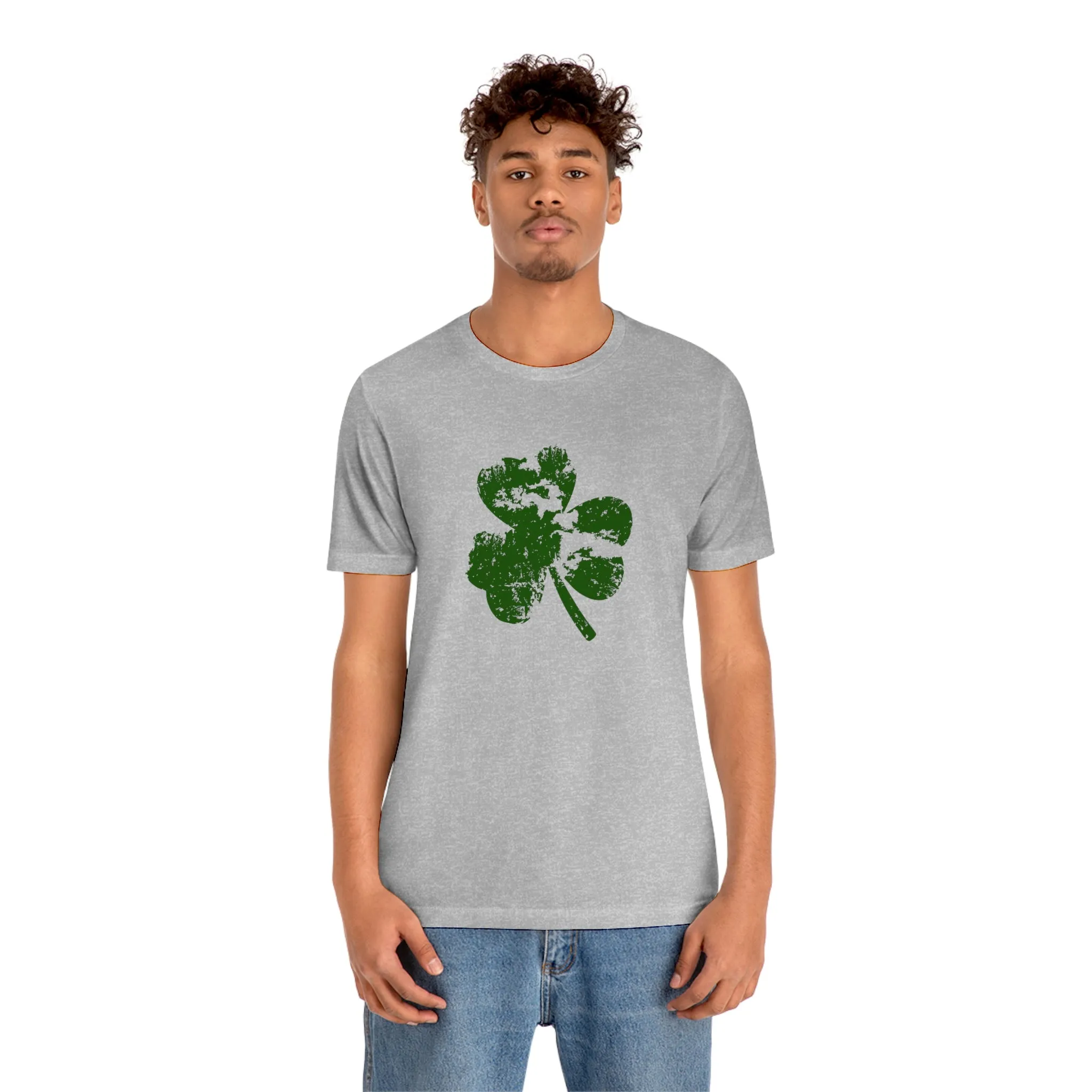 St. Patrick's Day Distressed Shamrock Bella Canvas 3001 Unisex Jersey Short Sleeve Tee