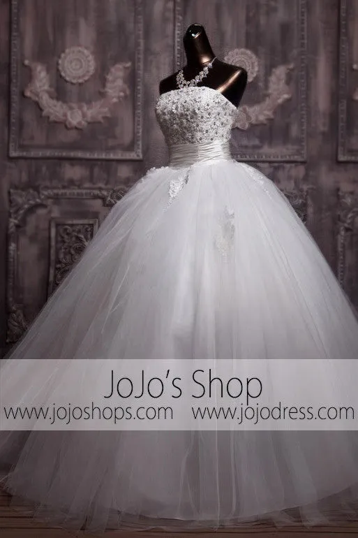 Strapless Daisy Floral Ball Gown Princess Wedding Dress | G1092