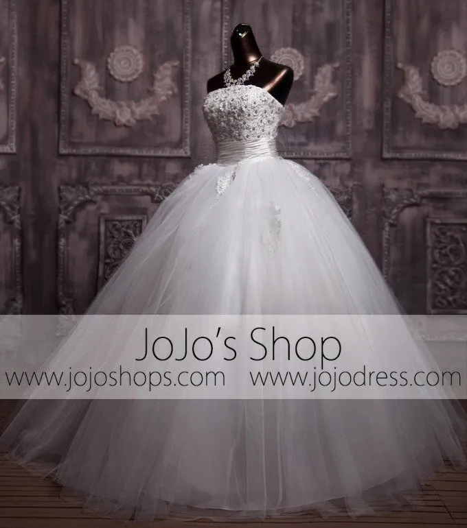 Strapless Daisy Floral Ball Gown Princess Wedding Dress | G1092