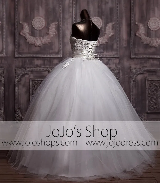 Strapless Daisy Floral Ball Gown Princess Wedding Dress | G1092