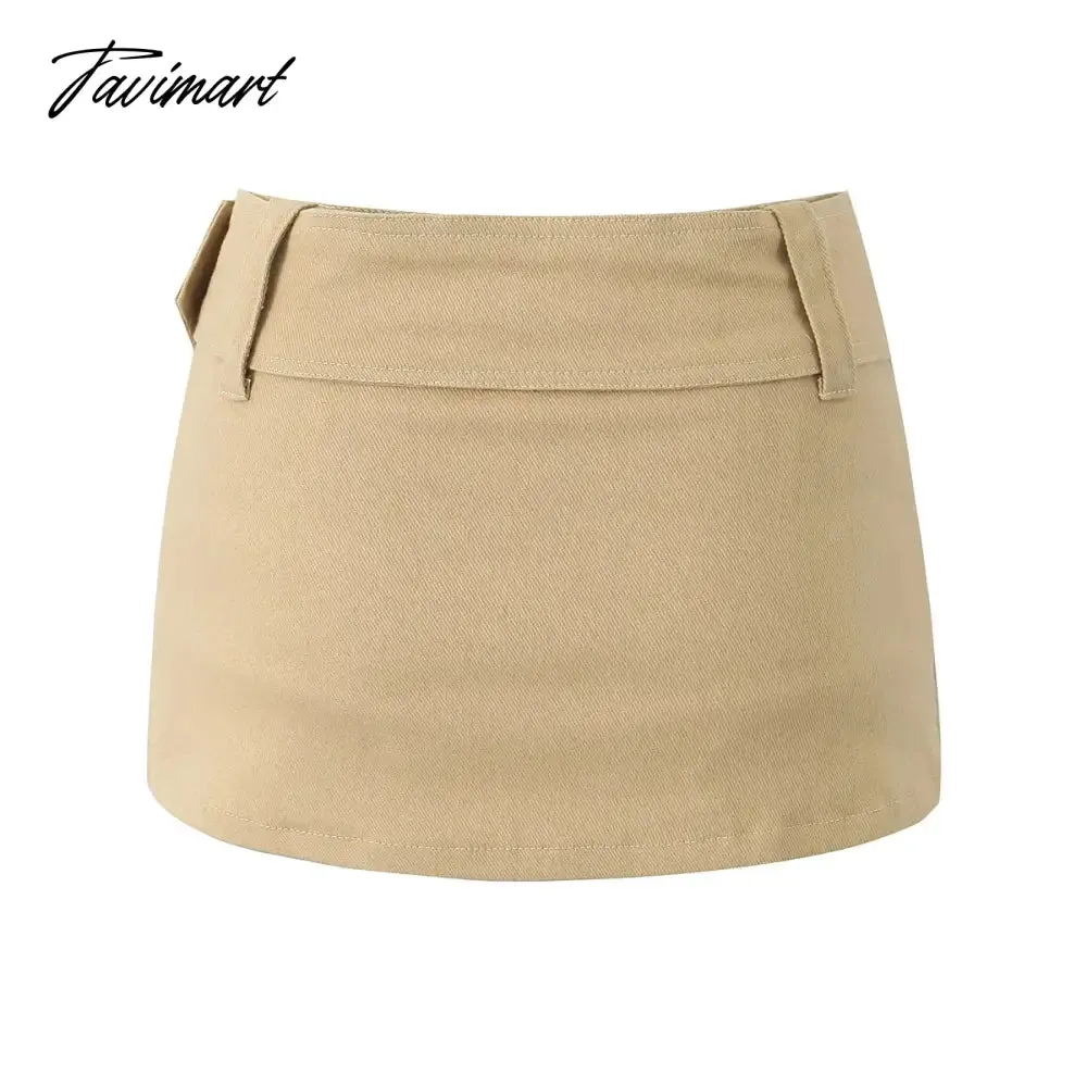 TAVIMART Y2k fashion mini skirts for women streetwear vintage black cargo skirts womens Summer clothes cargo skirts with belt khaki