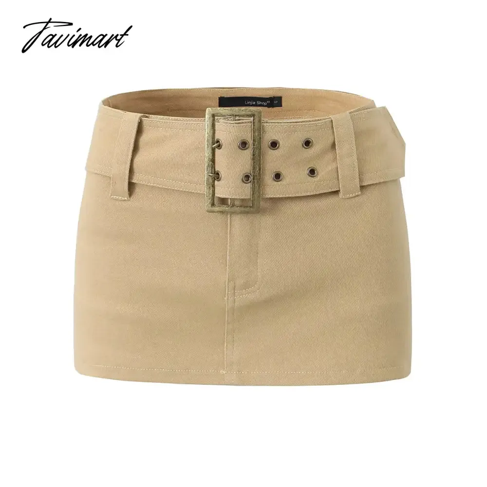 TAVIMART Y2k fashion mini skirts for women streetwear vintage black cargo skirts womens Summer clothes cargo skirts with belt khaki