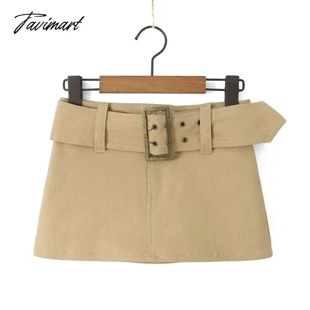 TAVIMART Y2k fashion mini skirts for women streetwear vintage black cargo skirts womens Summer clothes cargo skirts with belt khaki