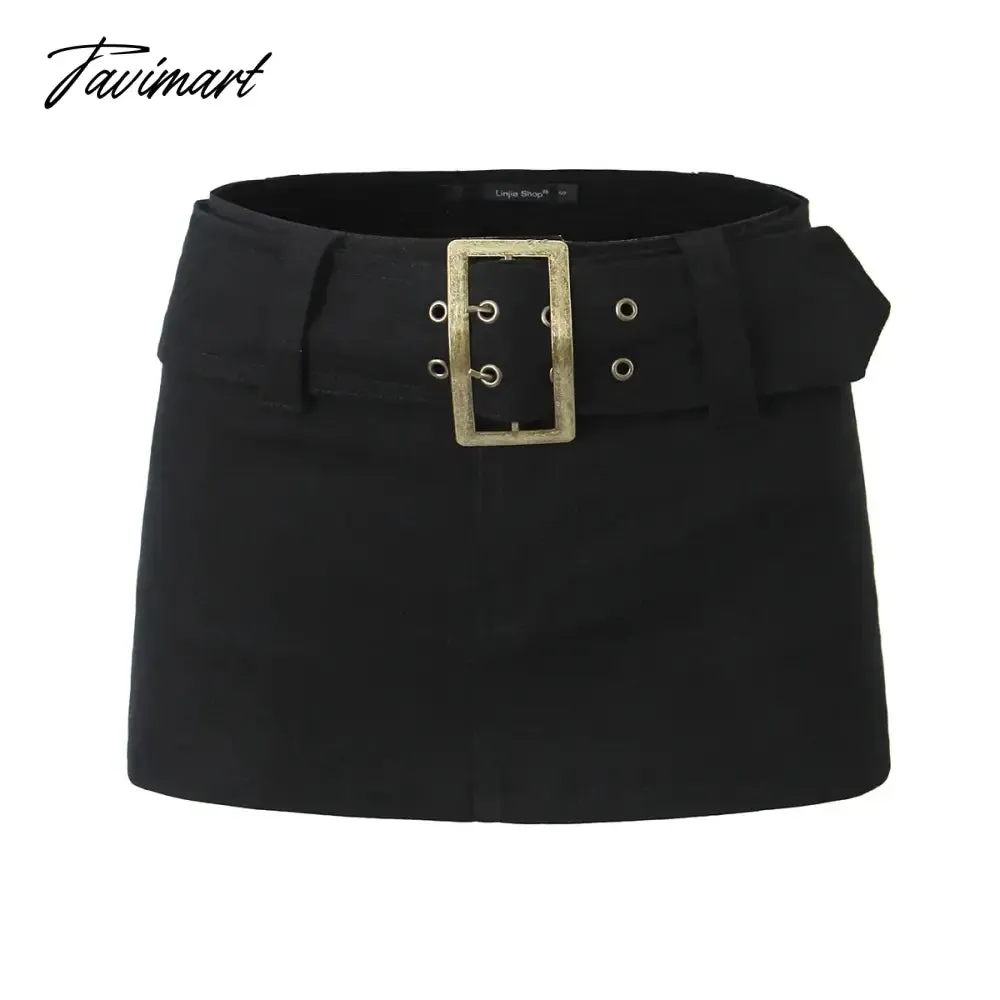 TAVIMART Y2k fashion mini skirts for women streetwear vintage black cargo skirts womens Summer clothes cargo skirts with belt khaki