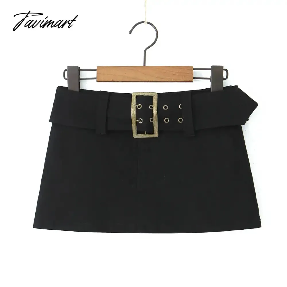 TAVIMART Y2k fashion mini skirts for women streetwear vintage black cargo skirts womens Summer clothes cargo skirts with belt khaki