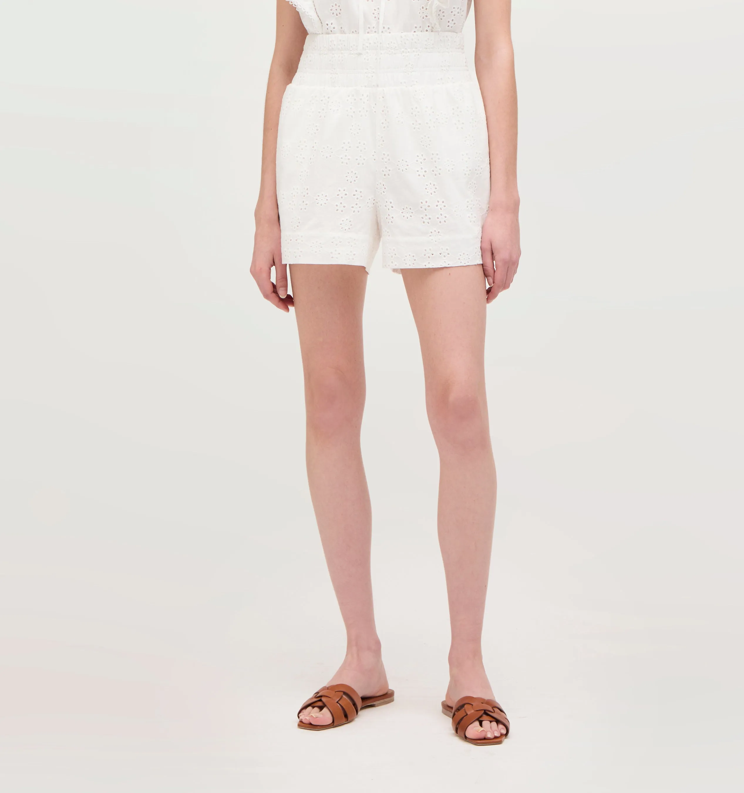 The Eyelet Livie Nap Shorts - White Eyelet