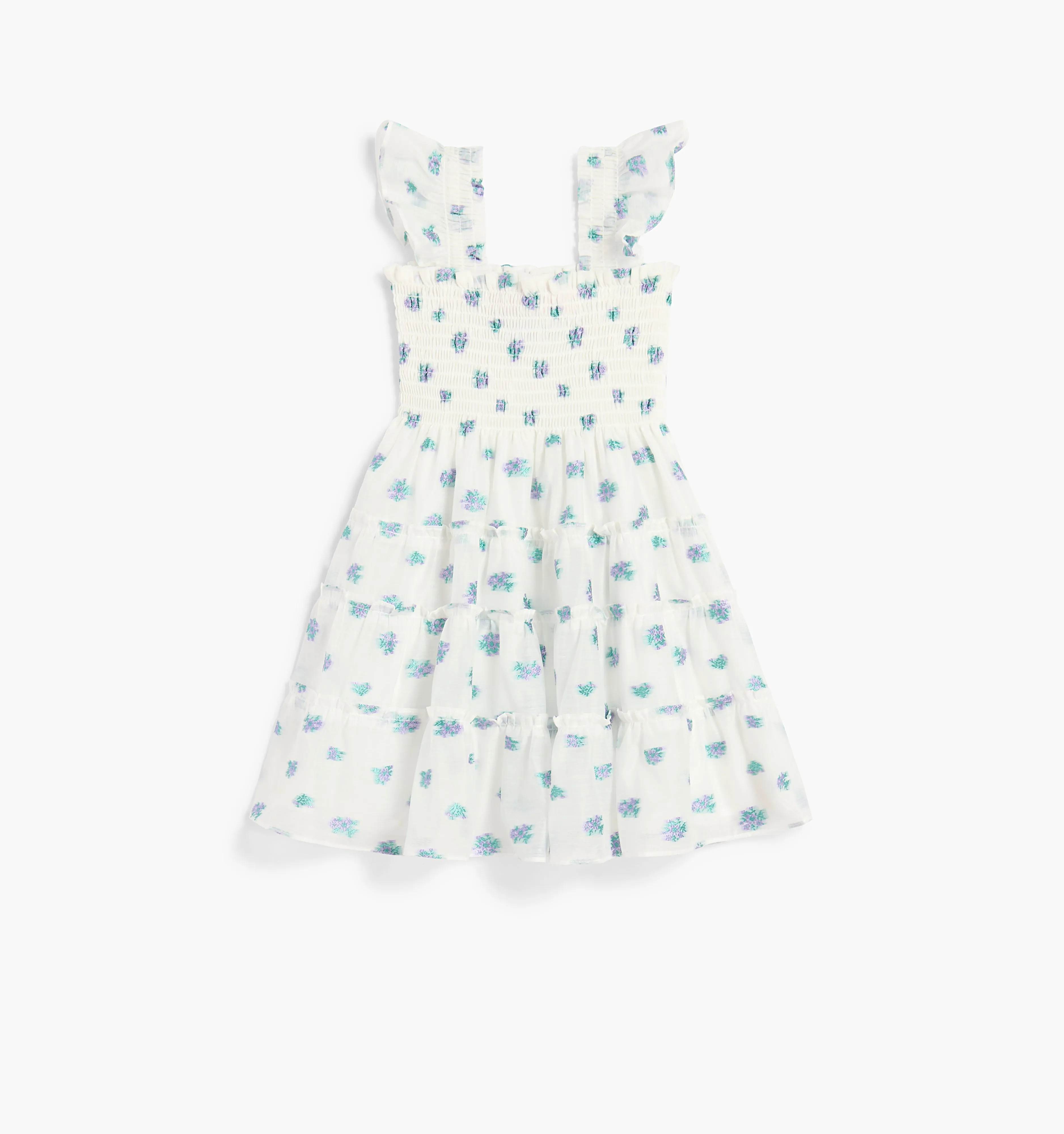 The Organza Baby Ellie Nap Dress - Spearmint/Lilac Floral Jacquard