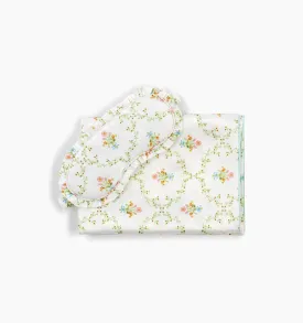 The Ruffle Eye Mask & Silk Pillowcase Set - Pastel Trellis