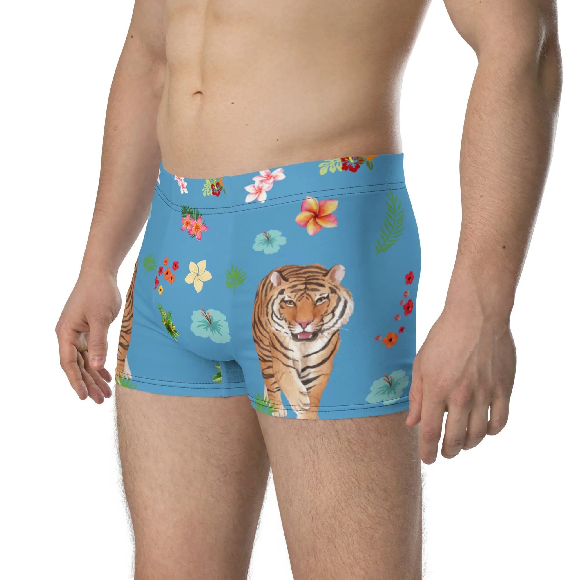 Tiger print boxer briefs for men