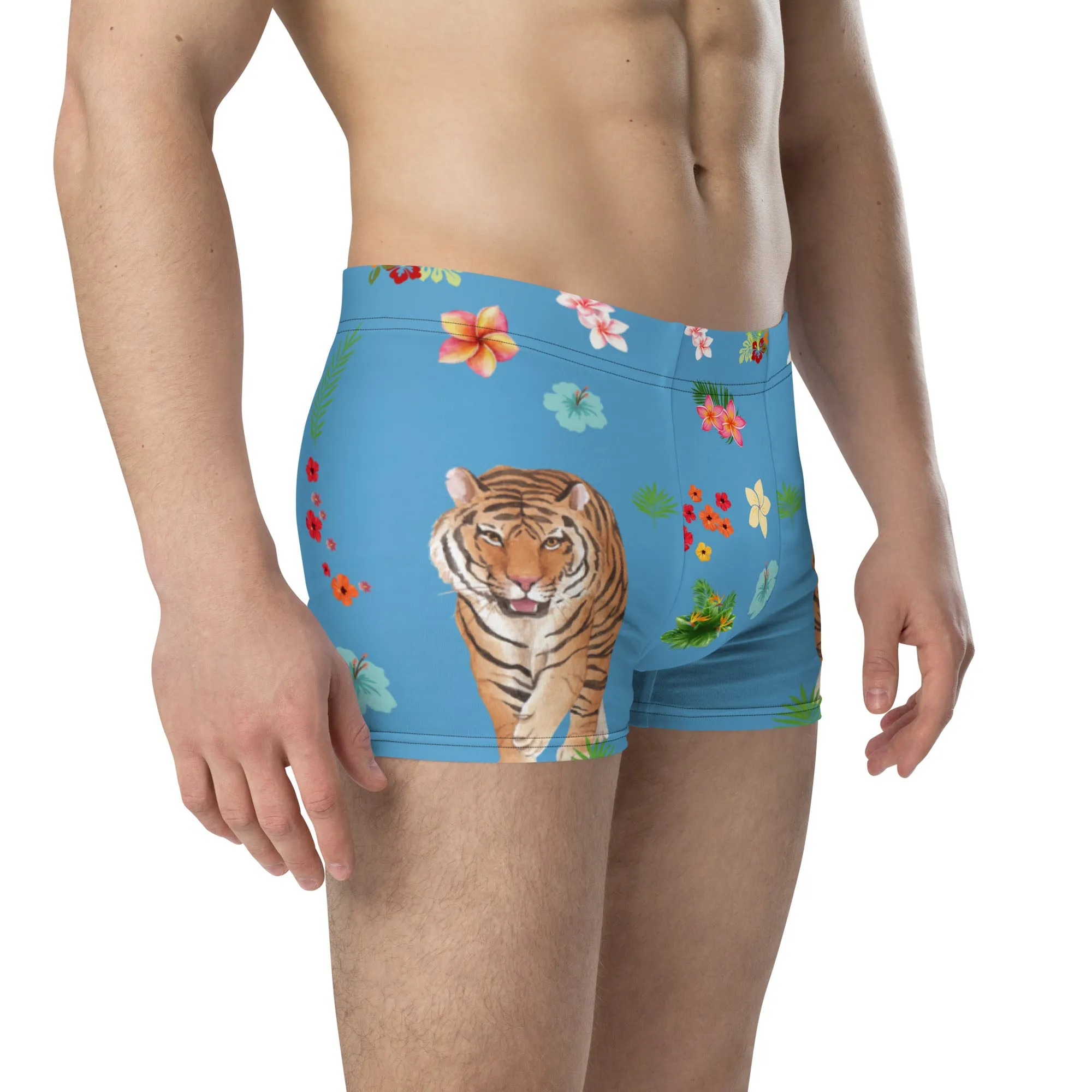 Tiger print boxer briefs for men