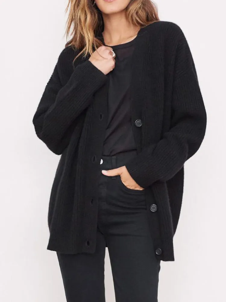 V-neck knitted cardigan loose sweater overcoats