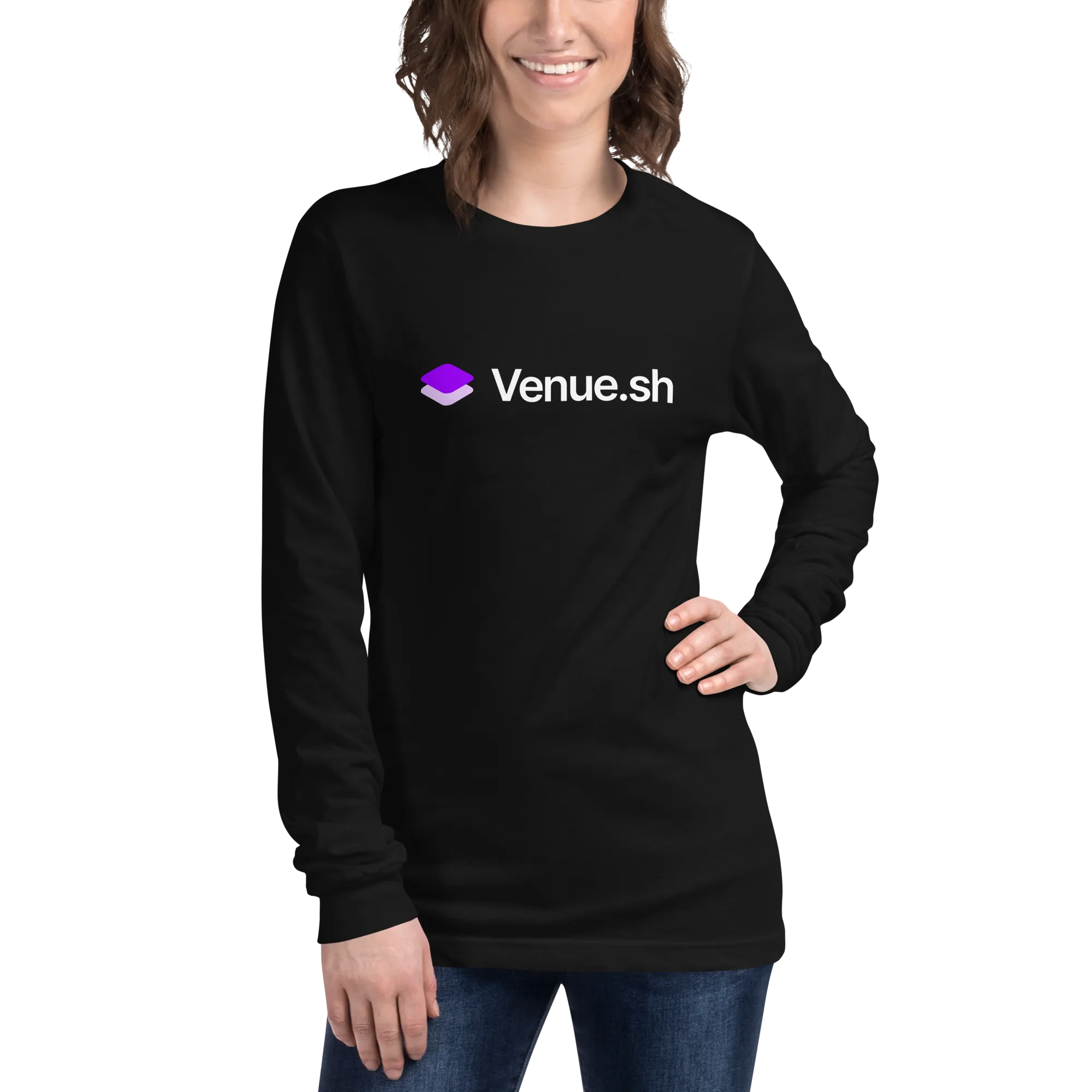 Venue.sh - Printed Unisex Long Sleeve Top (light logo)