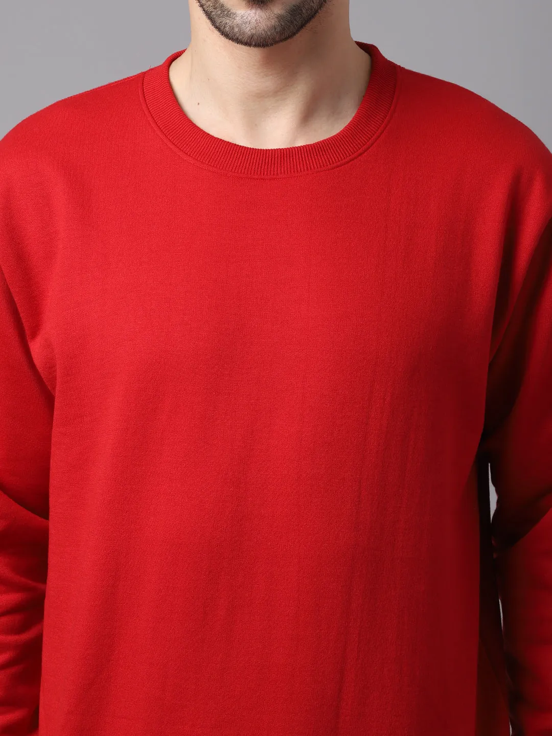 Vimal Jonney Fleece Round Neck Maroon Sweatshirt for Men