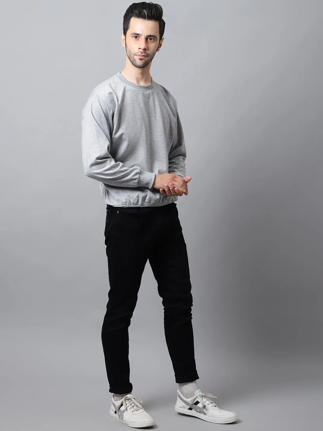 Vimal Jonney Fleece Round Neck Melange Sweatshirt for Men