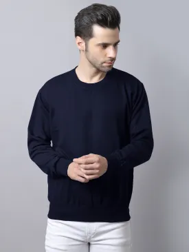 Vimal Jonney Fleece Round Neck Navy Blue Sweatshirt for Men