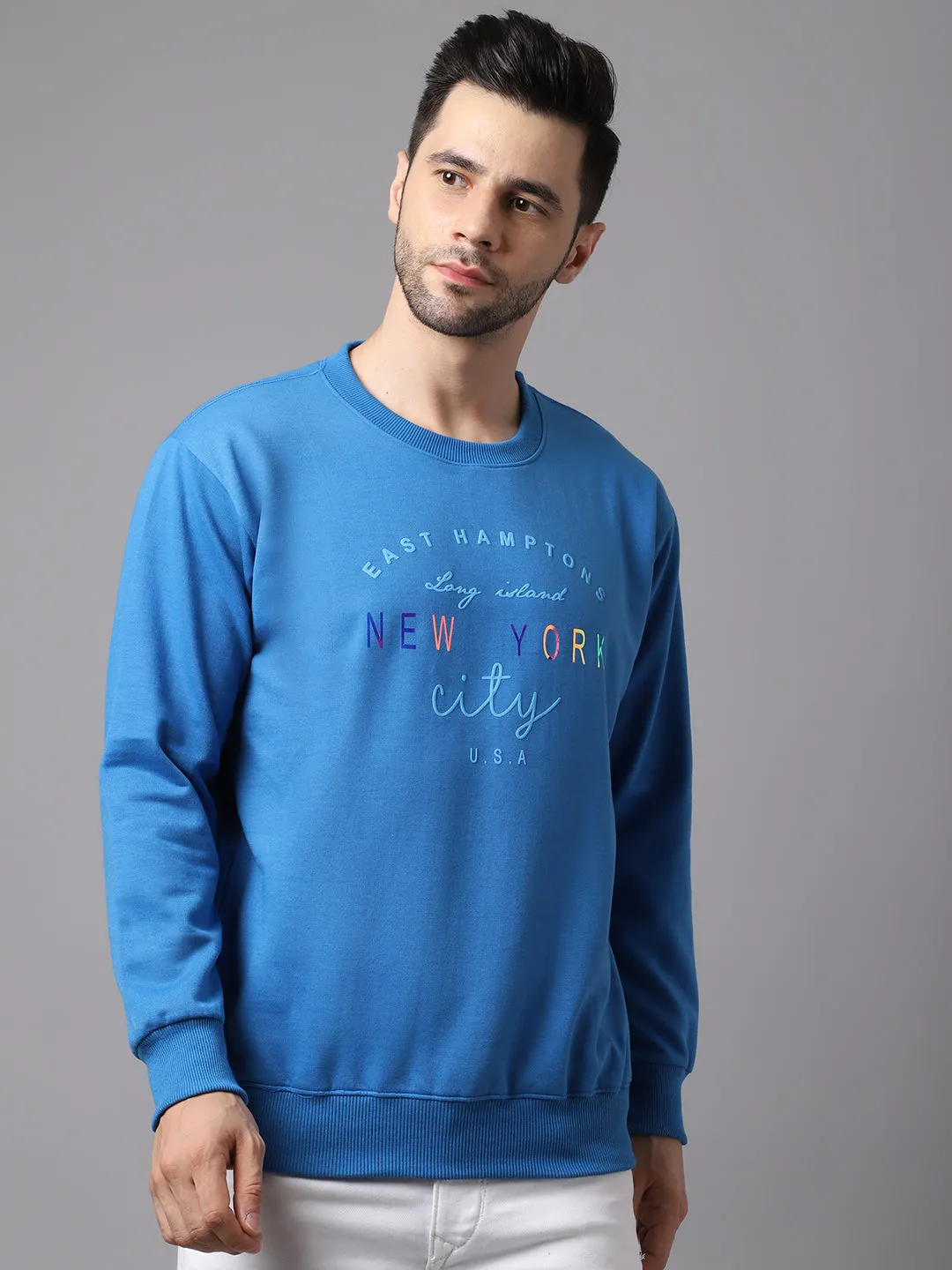 Vimal Jonney Fleece Round Neck Printed Sweatshirt for Men