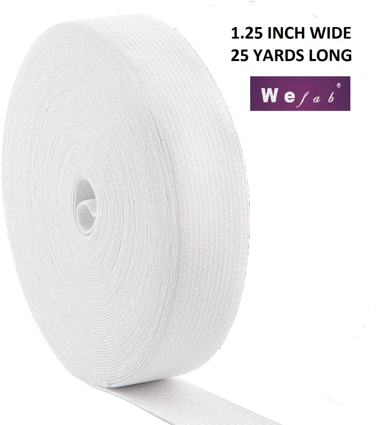 Wefab Elastic Spool 700 GSM 25 Yards Long White Heavy Stretch High Elasticity Woven Elastic Bands for Sewing